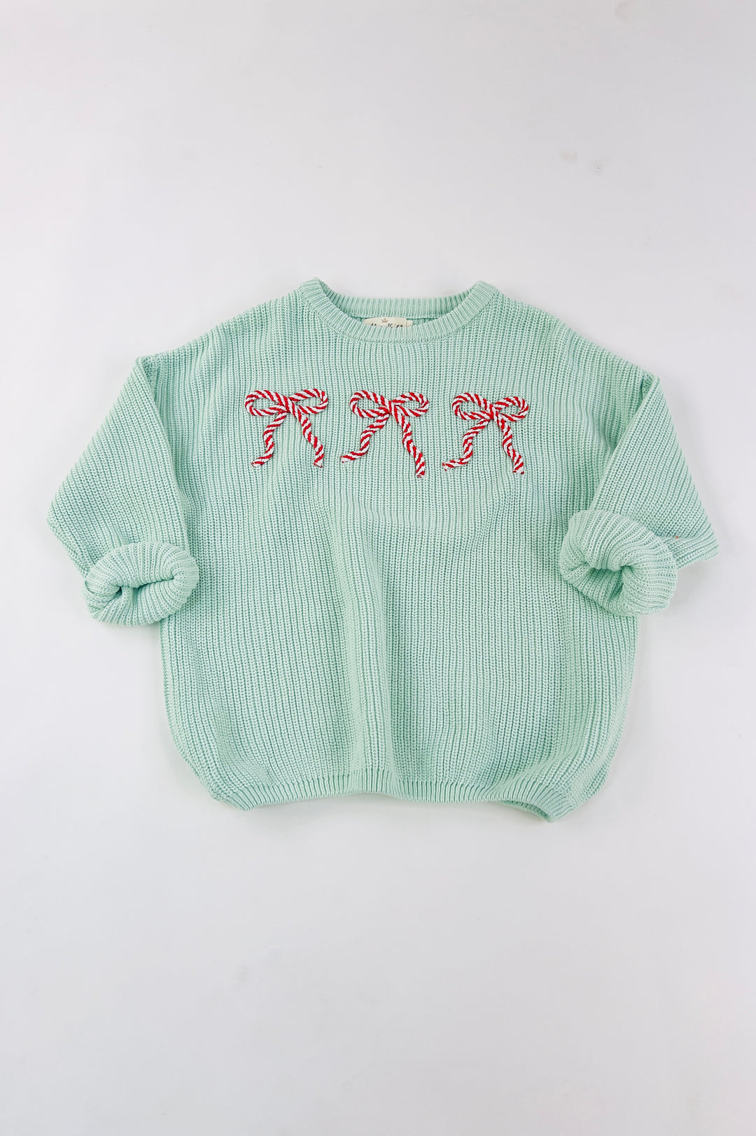 Peppermint Bows Oversized Youth Sweater