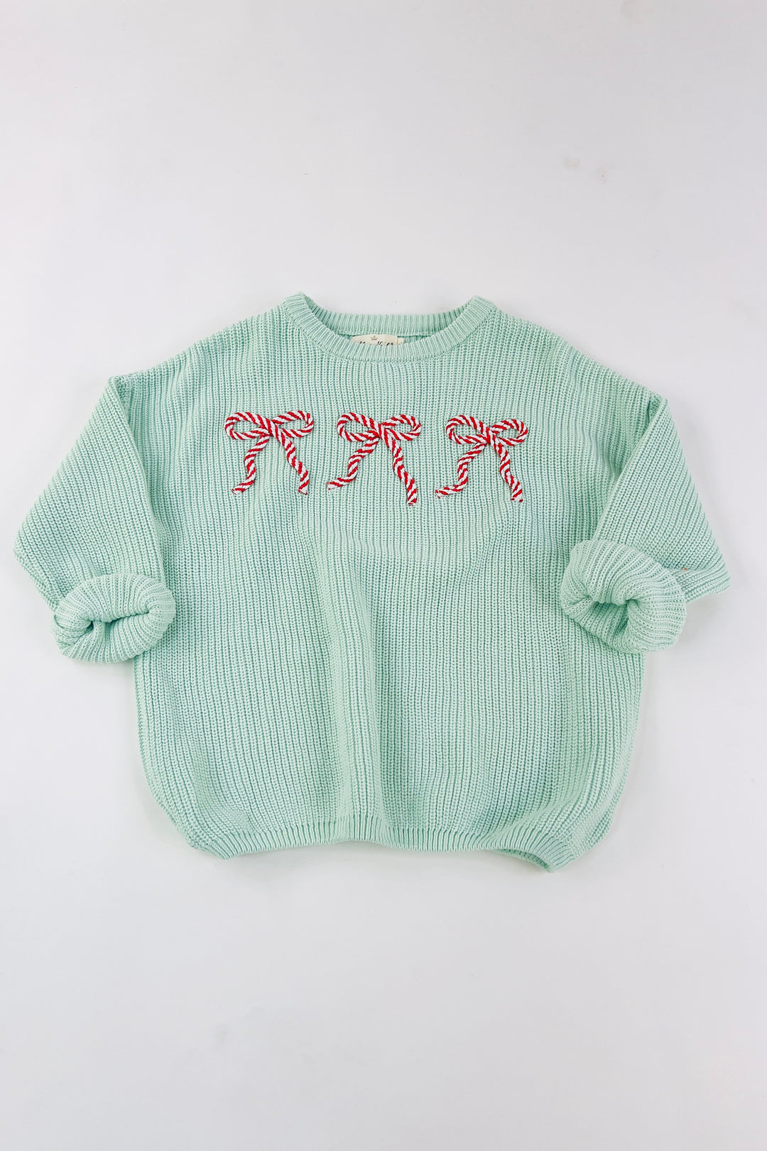 Peppermint Bows Oversized Youth Sweater
