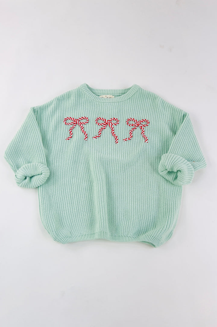 Peppermint Bows Oversized Youth Sweater