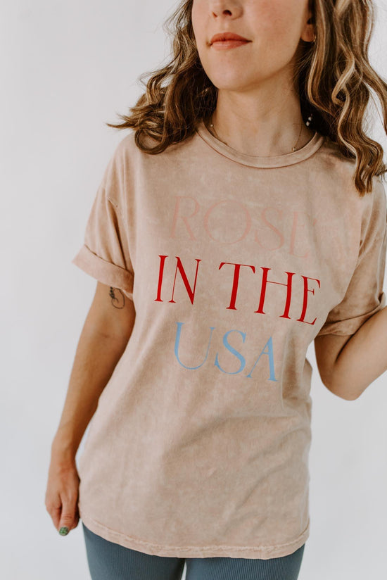Rose' In The USA Mineral Wash Tee