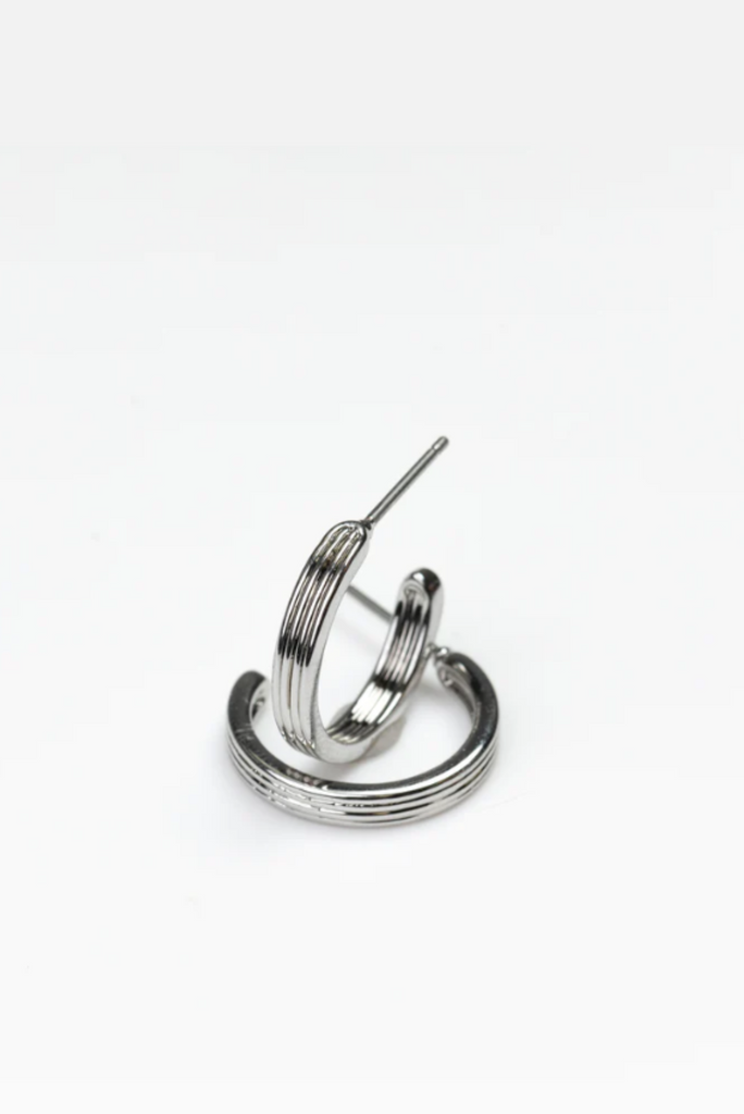 Sheila Small Ribbed Silver Hoops