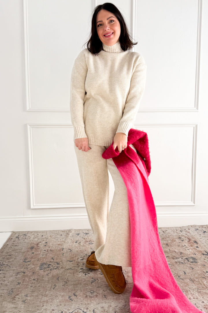 Ribbed Wide Leg Knit Pants