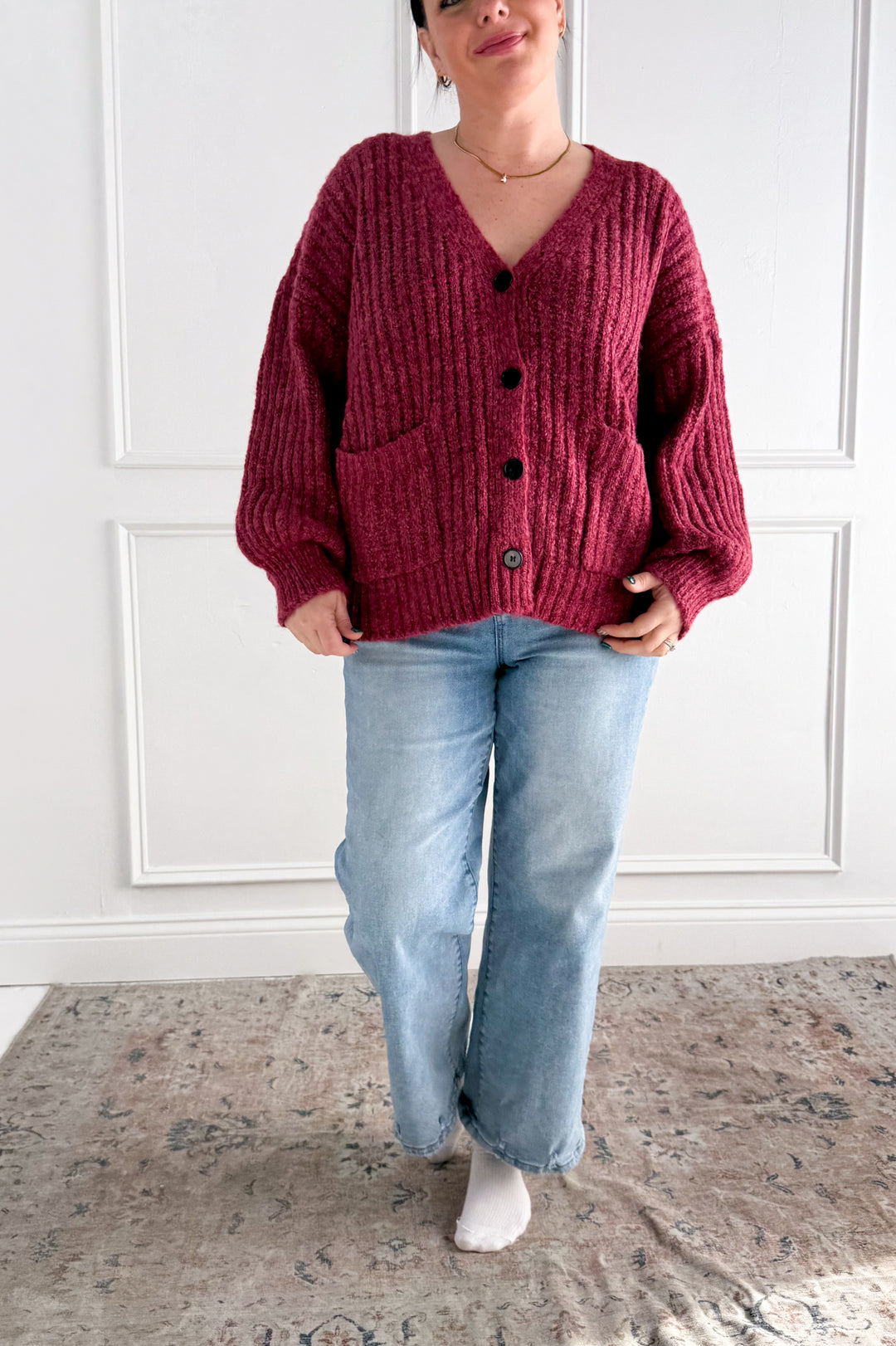 Button Down Cozy Sweater Cardigan