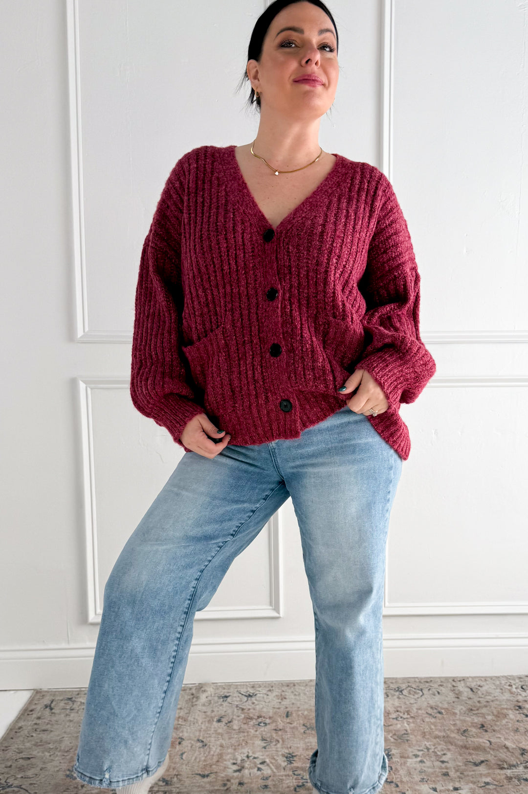 Button Down Cozy Sweater Cardigan