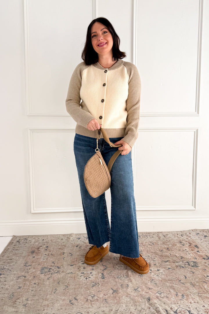 Color Block Button Front Cardigan