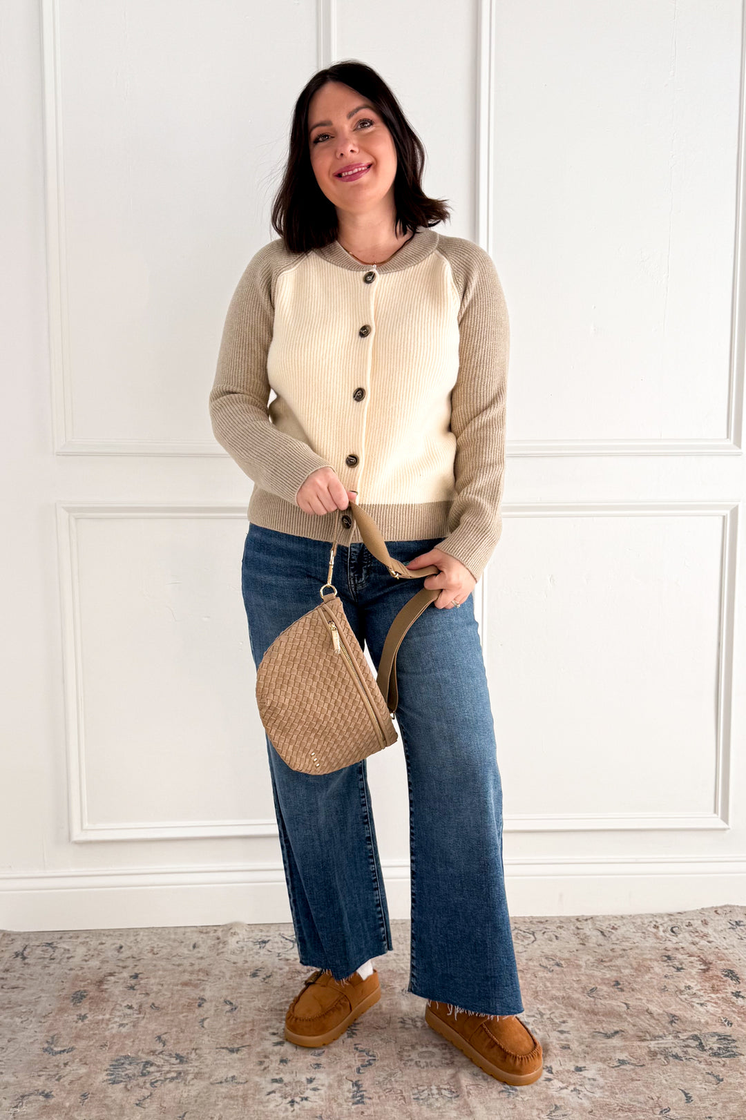 Color Block Button Front Cardigan