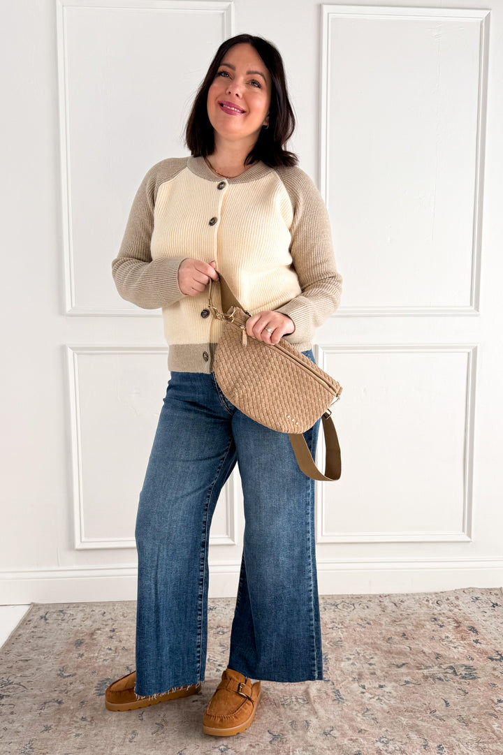 Color Block Button Front Cardigan