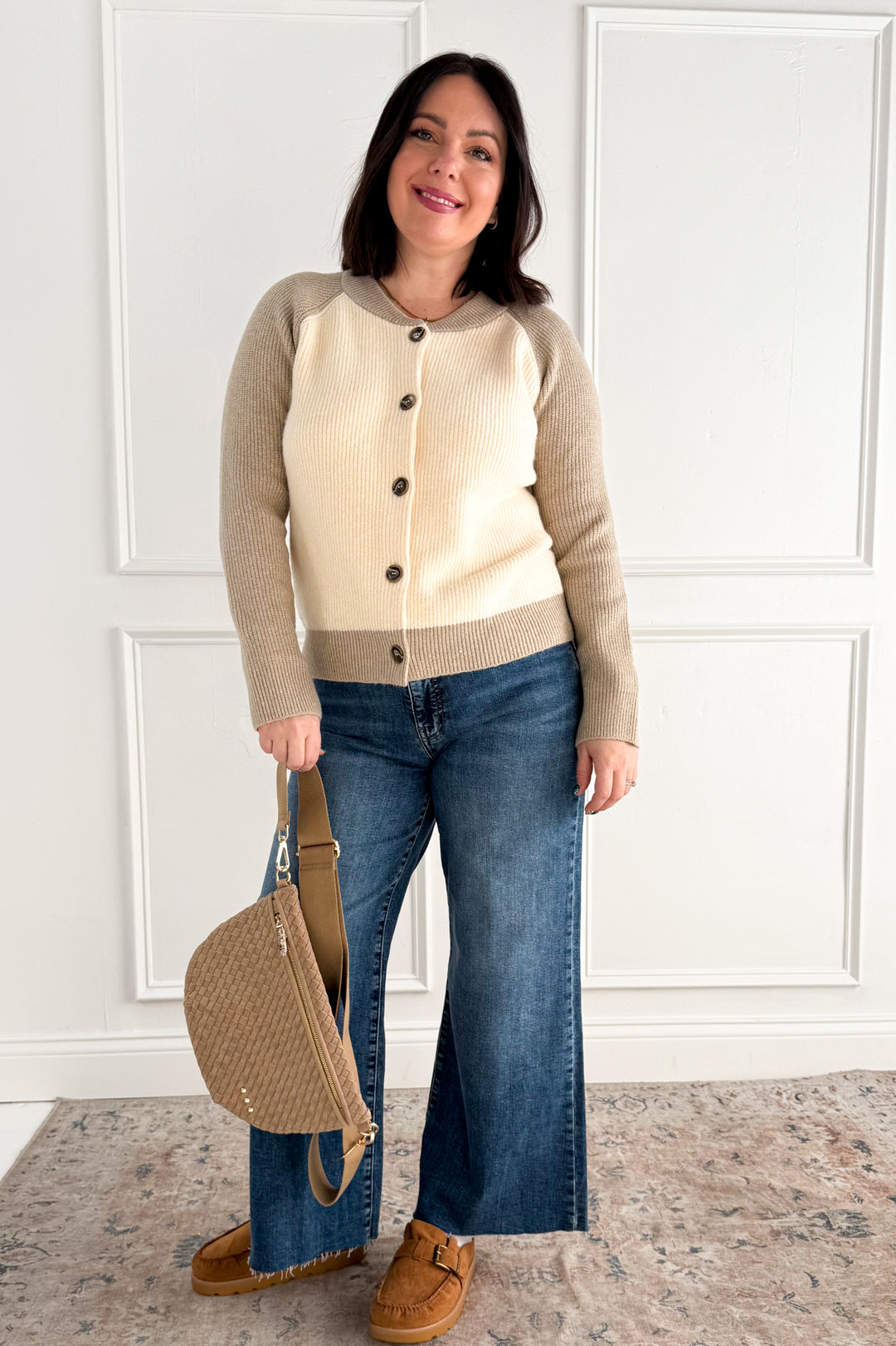 Color Block Button Front Cardigan