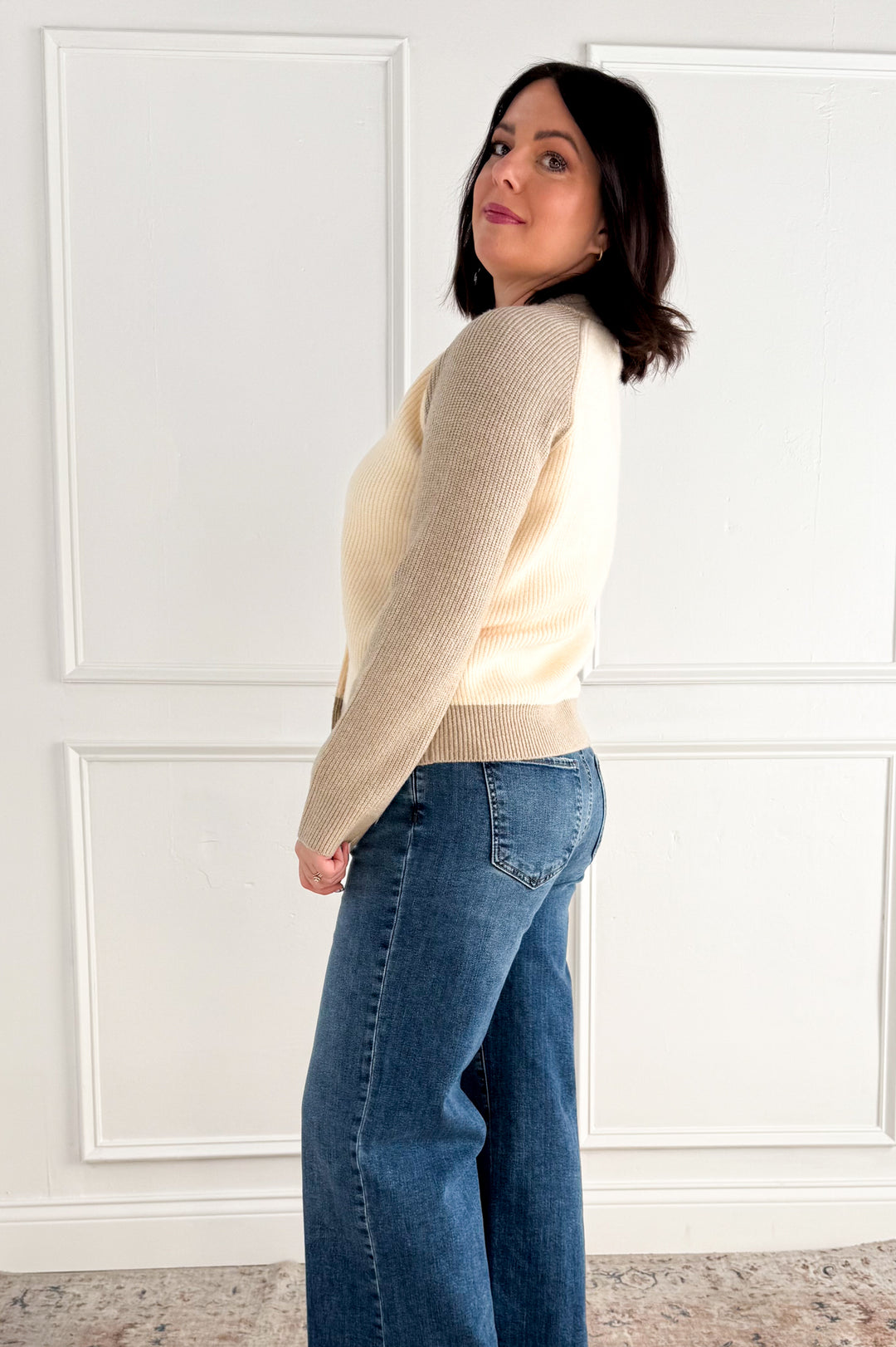 Color Block Button Front Cardigan