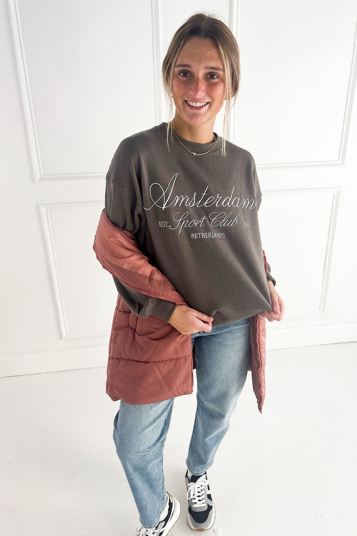 Amsterdam Embroidered Fleece Sweatshirt