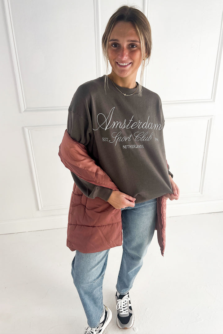 Amsterdam Embroidered Fleece Sweatshirt