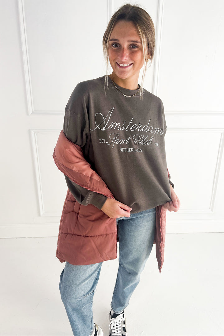 Amsterdam Embroidered Fleece Sweatshirt