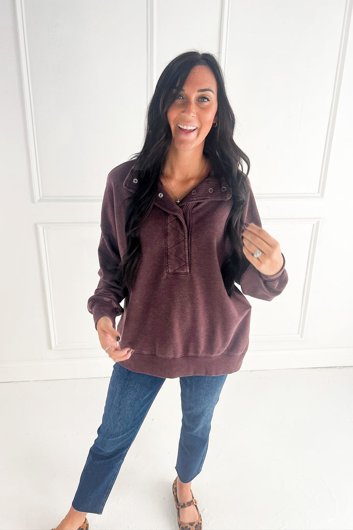 Mineral Washed Quarter Snap Pullover