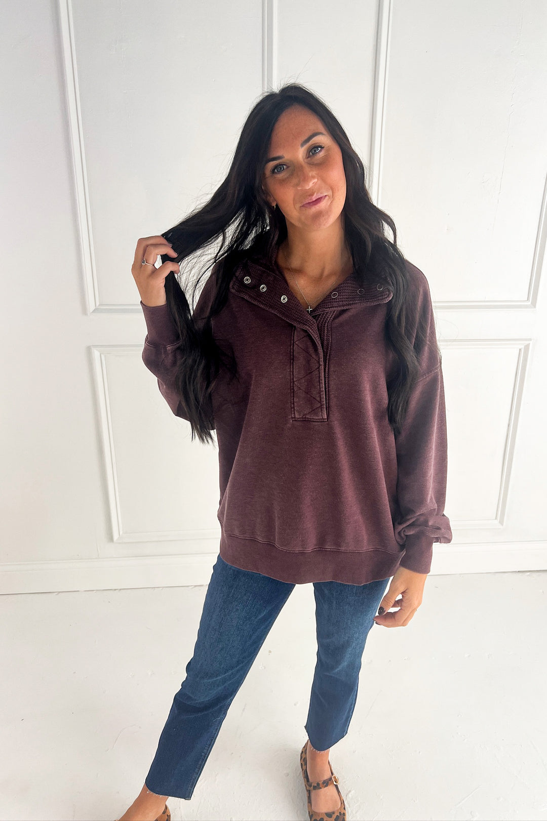 Mineral Washed Quarter Snap Pullover