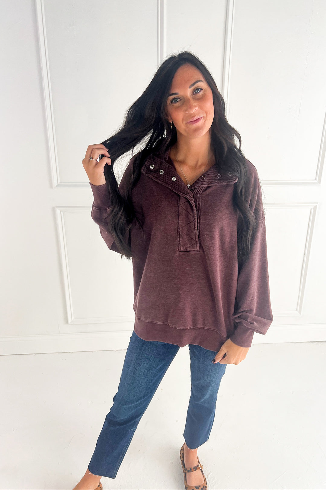 Mineral Washed Quarter Snap Pullover