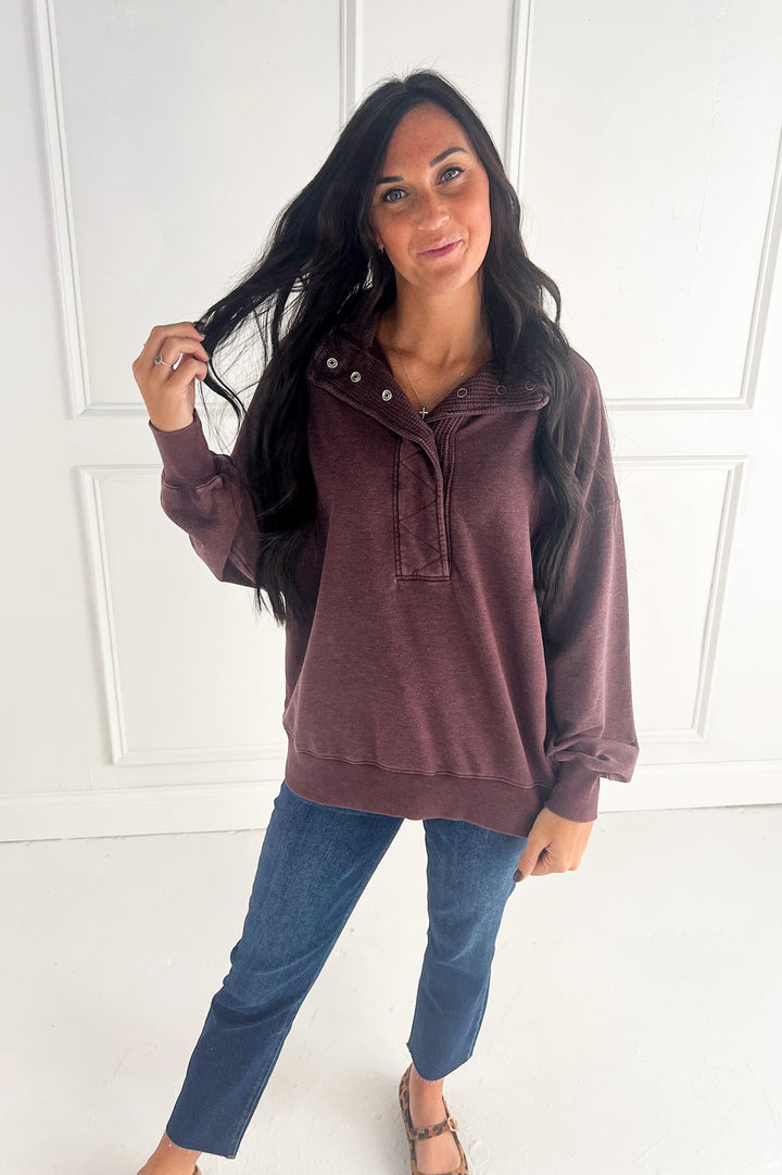 Mineral Washed Quarter Snap Pullover