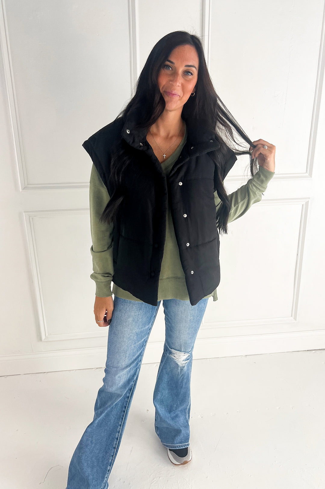 Oversize Snap Button Puffer Vest