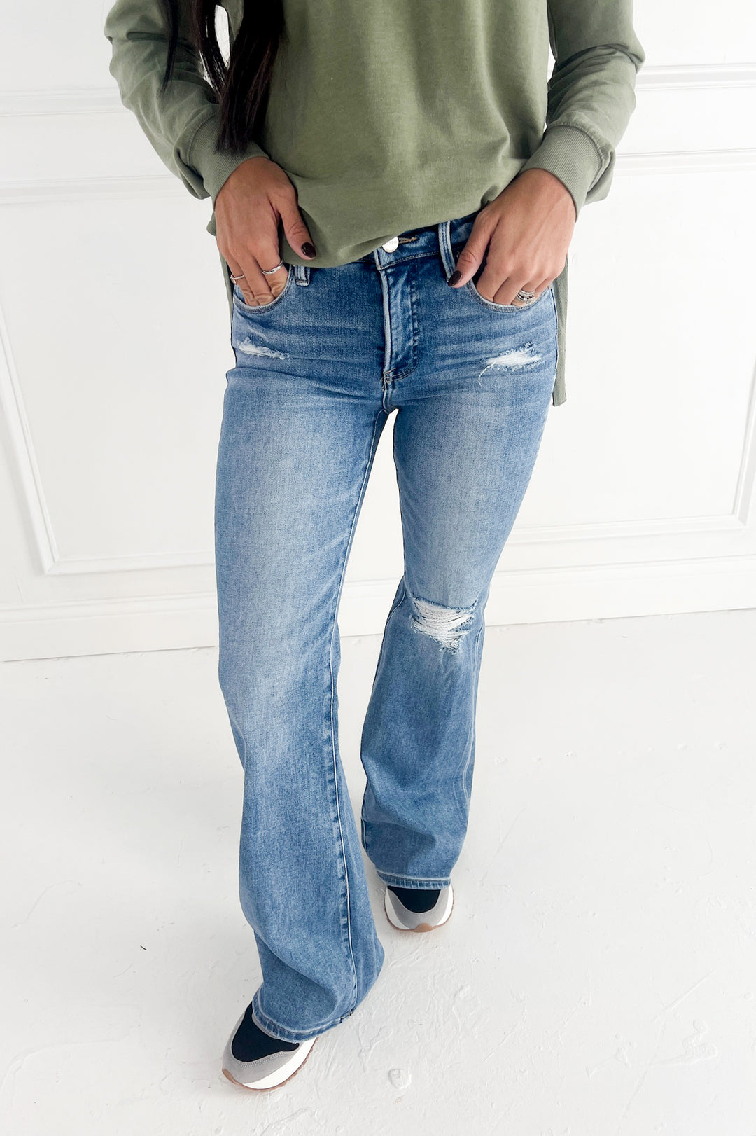Risen Mid Rise Flare Jeans