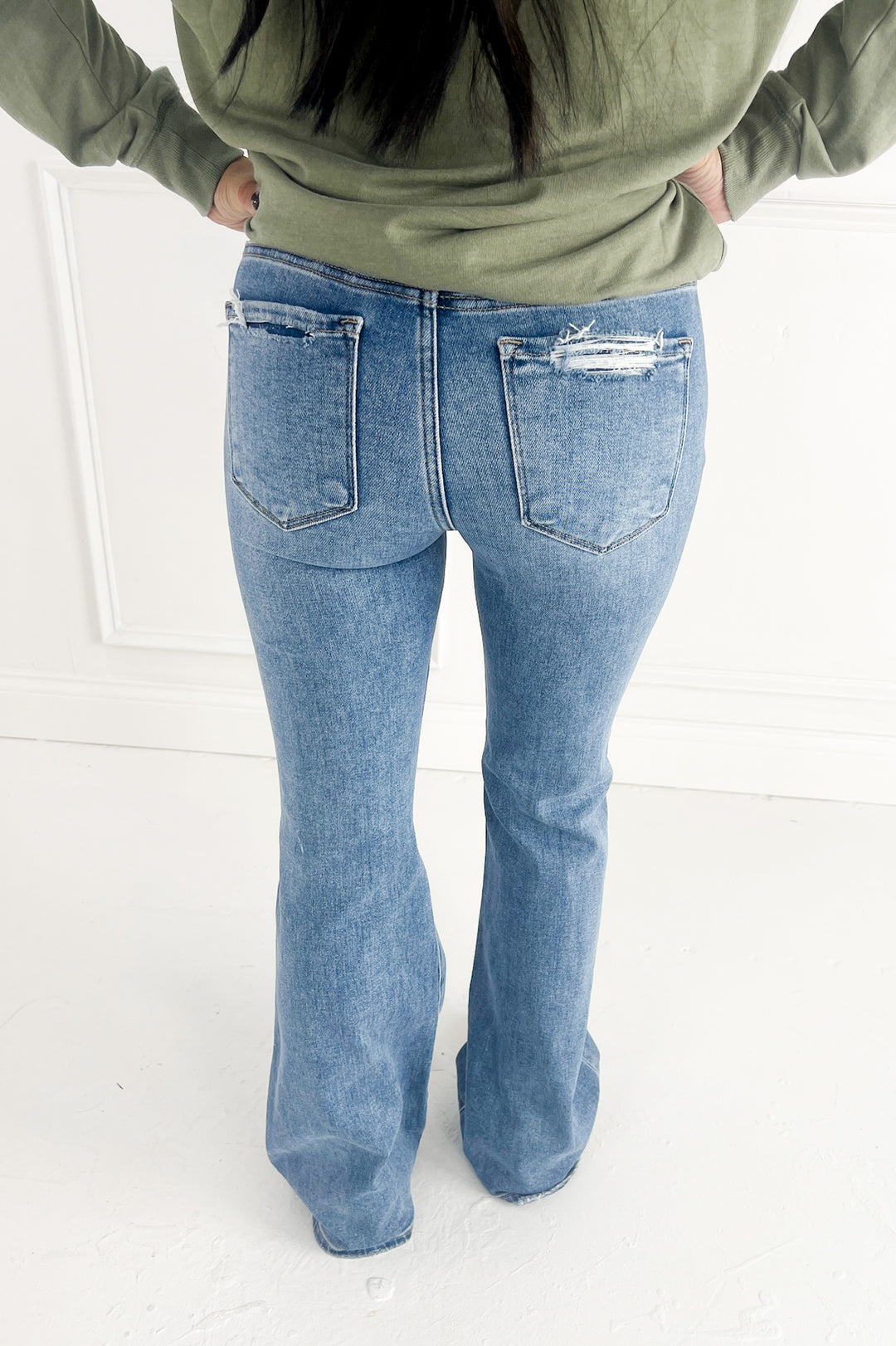 Risen Mid Rise Flare Jeans