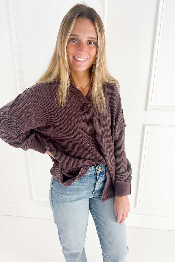 Mineral Washed Waffle Collar Tunic