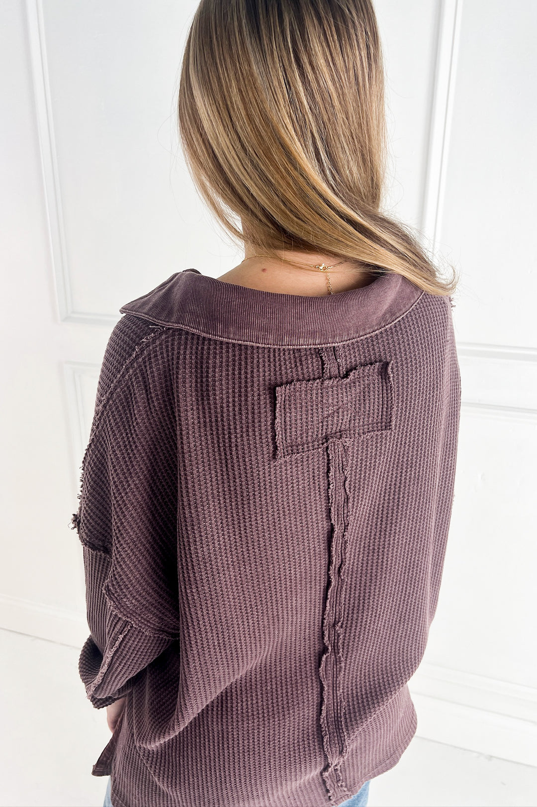 Mineral Washed Waffle Collar Tunic