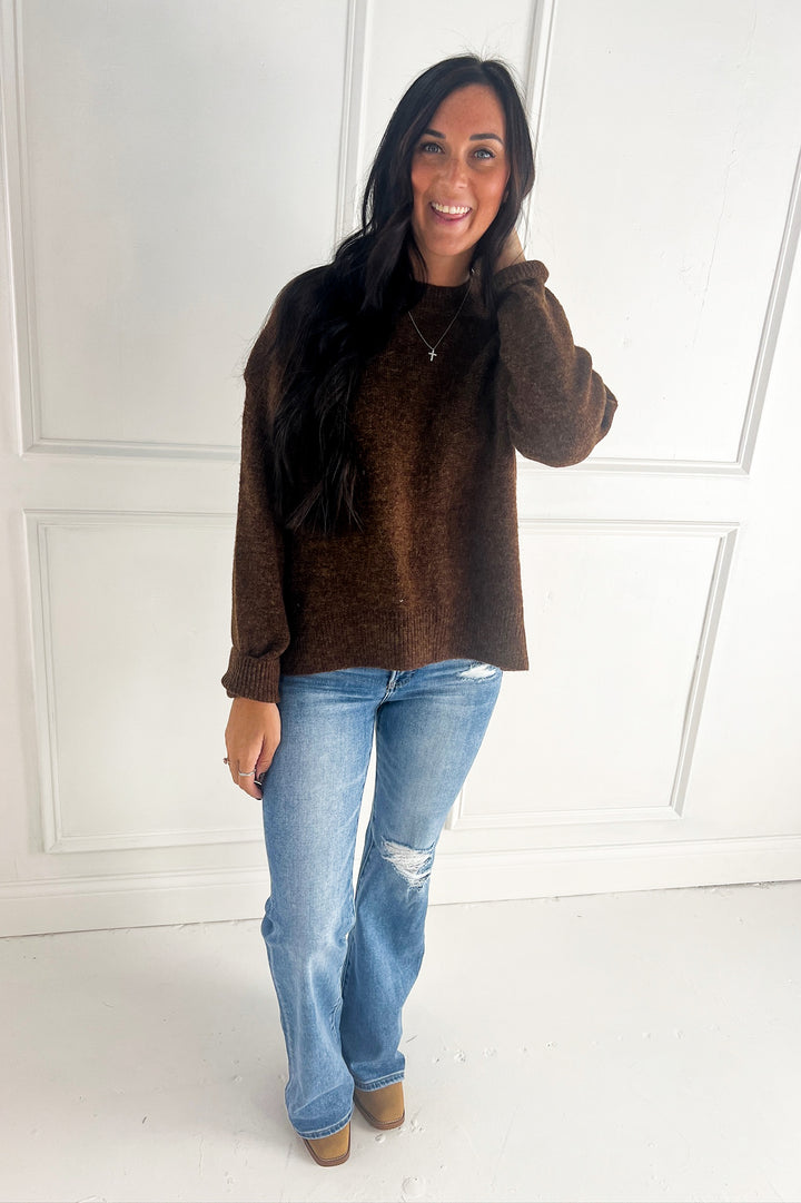 Marled Yarn Round Neck Sweater