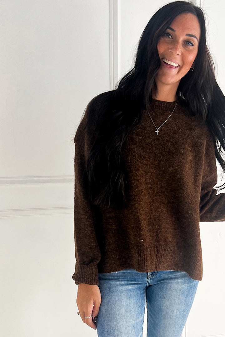 Marled Yarn Round Neck Sweater