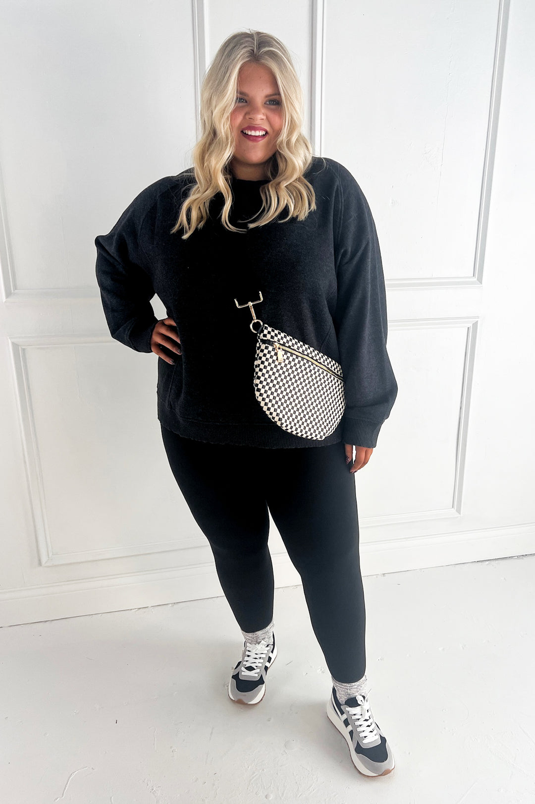 Curvy Acid Wash Fleece Sweatshirt