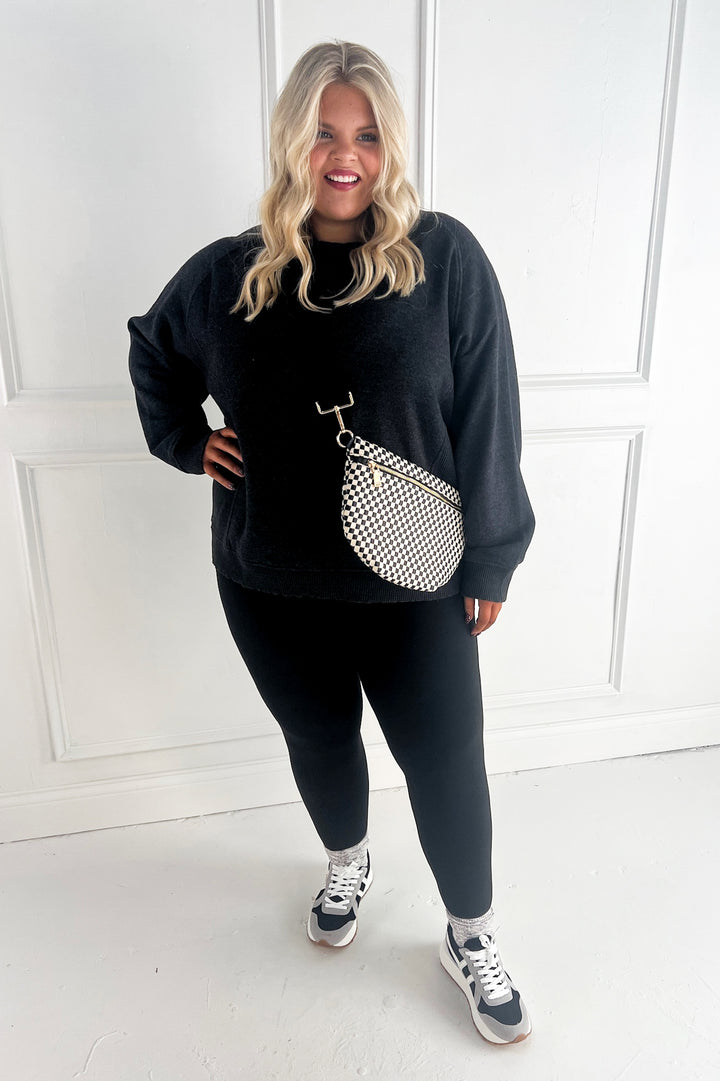 Curvy Acid Wash Fleece Sweatshirt