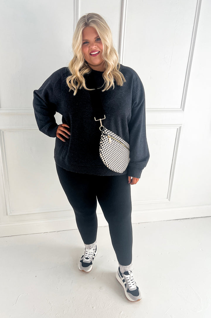 Curvy Acid Wash Fleece Sweatshirt