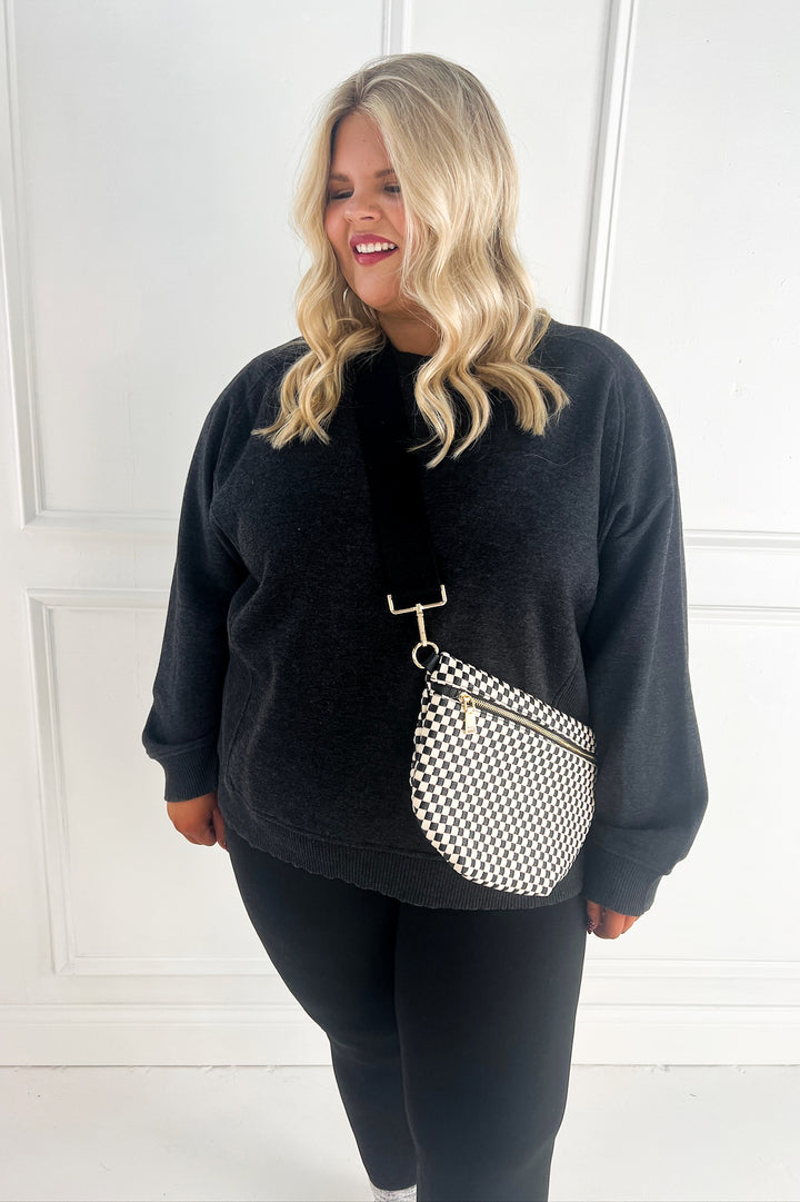 Curvy Acid Wash Fleece Sweatshirt