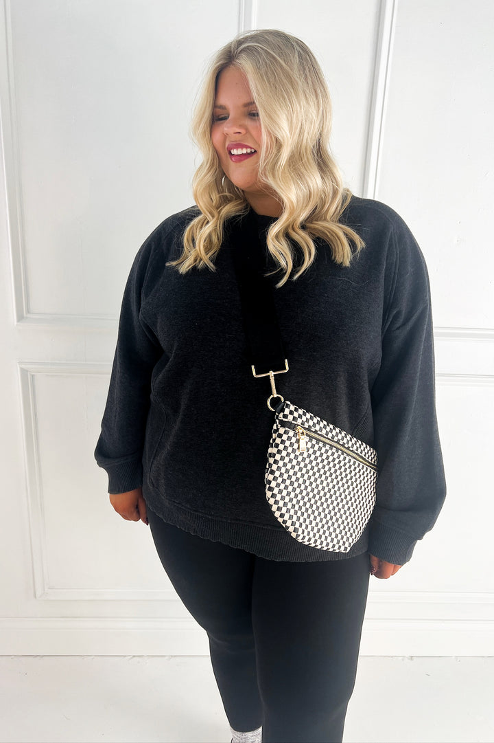 Curvy Acid Wash Fleece Sweatshirt