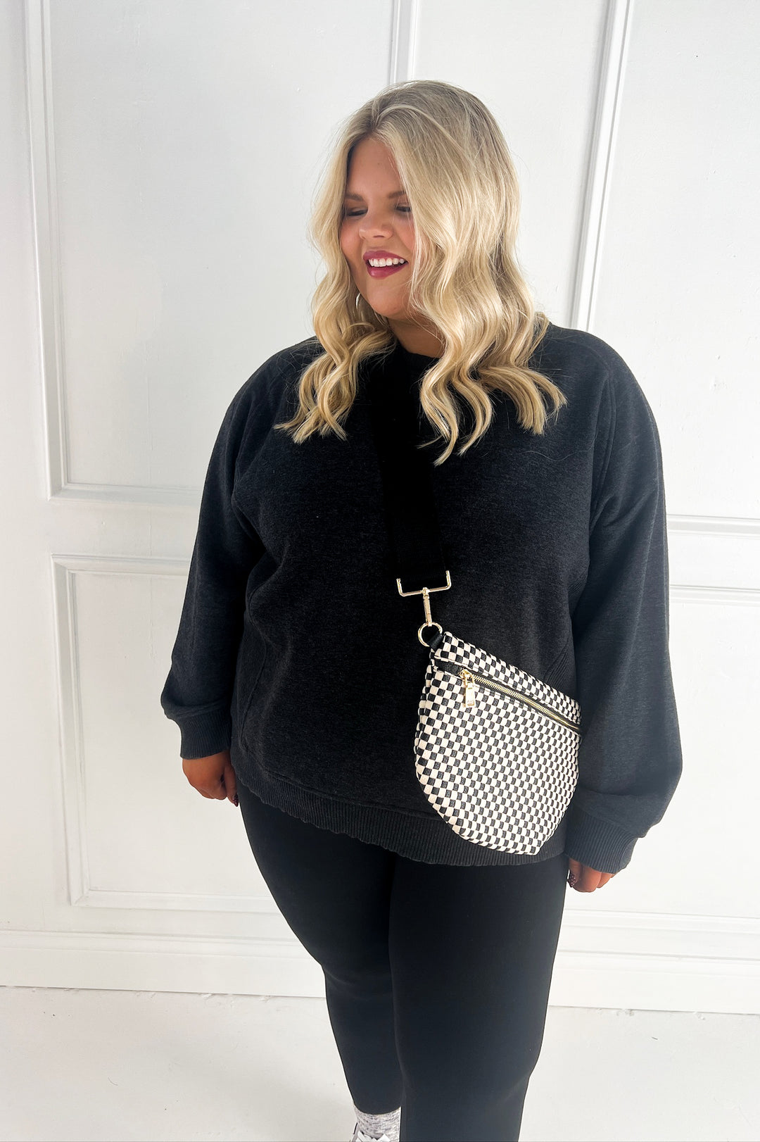 Curvy Acid Wash Fleece Sweatshirt