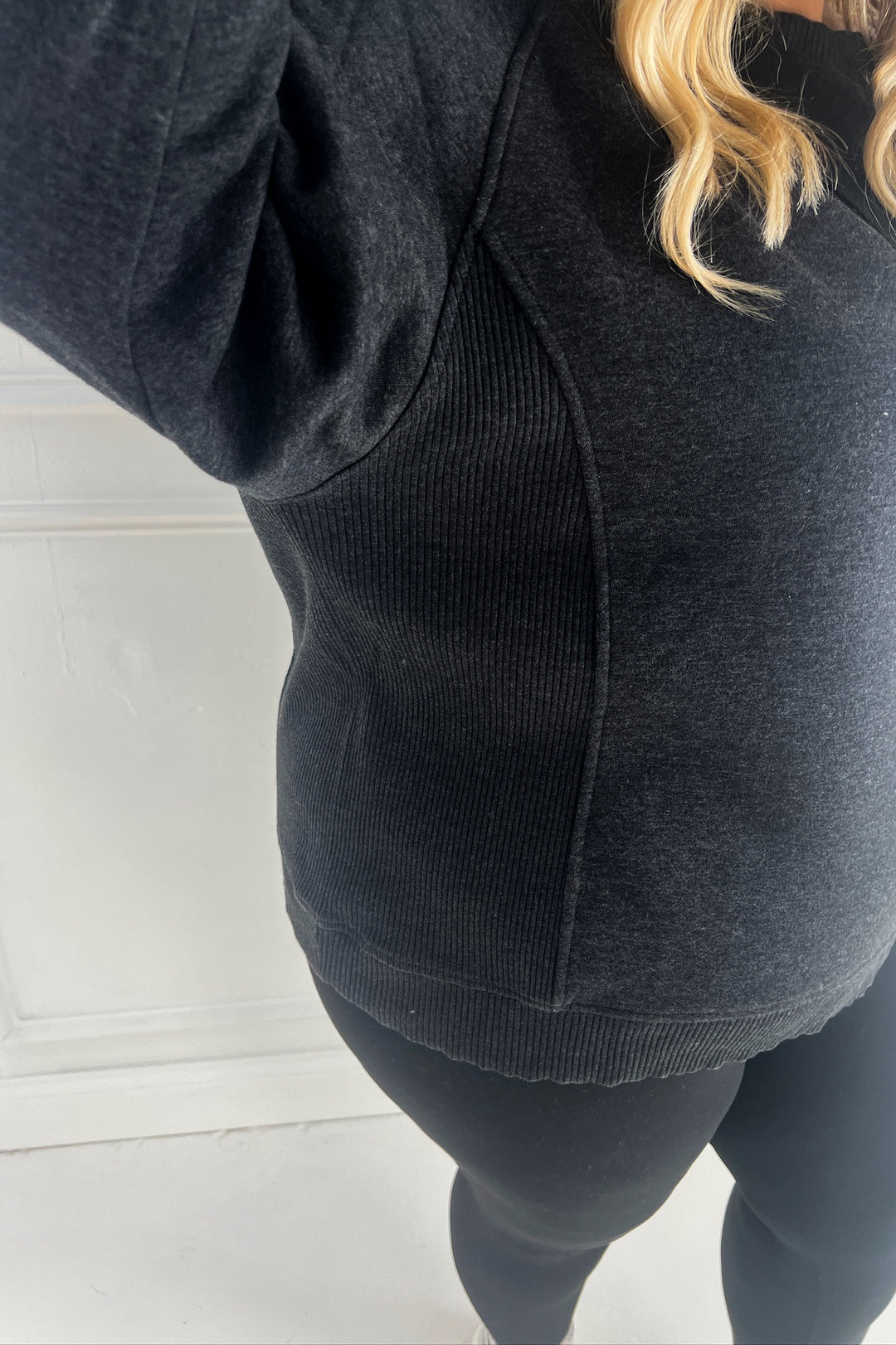 Curvy Acid Wash Fleece Sweatshirt