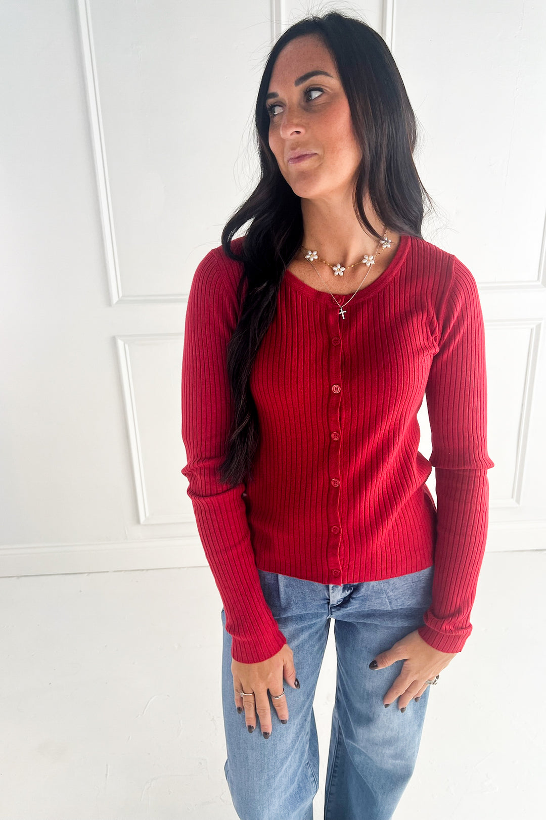 Lightweight Ribbed Button Up Cardigan