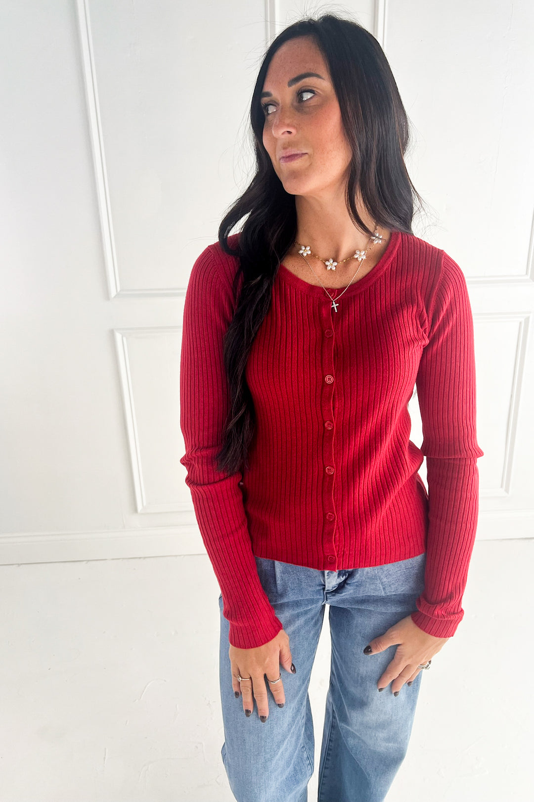 Lightweight Ribbed Button Up Cardigan