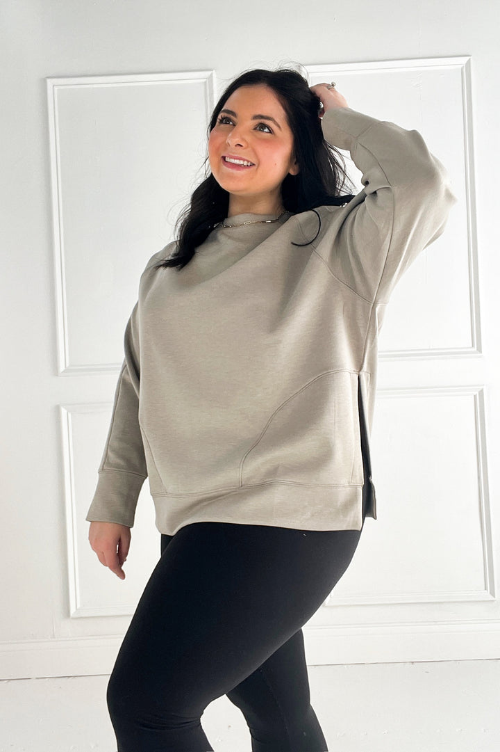 Scuba Round Neck Side Slit Pullover