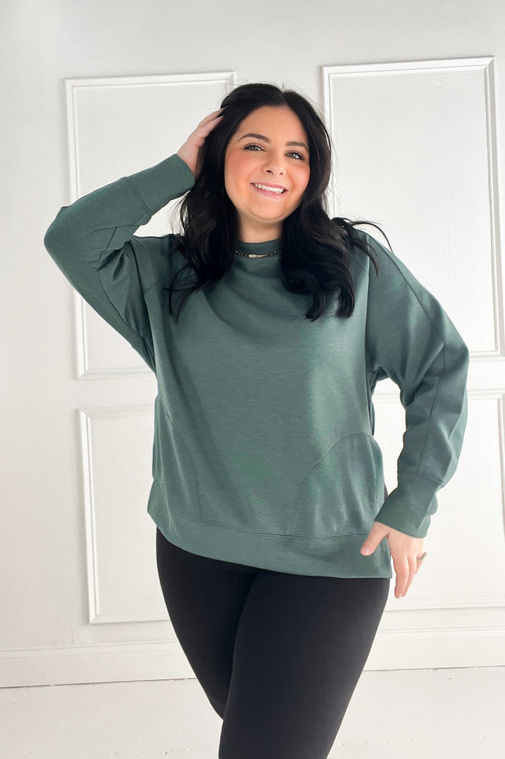 Scuba Round Neck Side Slit Pullover