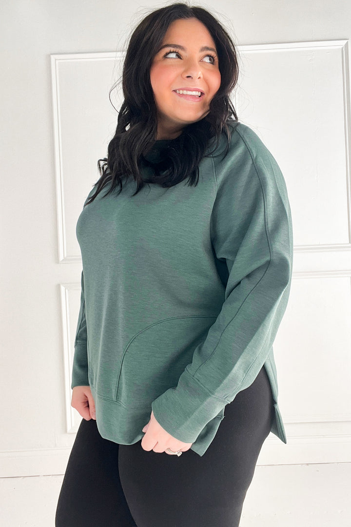 Scuba Round Neck Side Slit Pullover