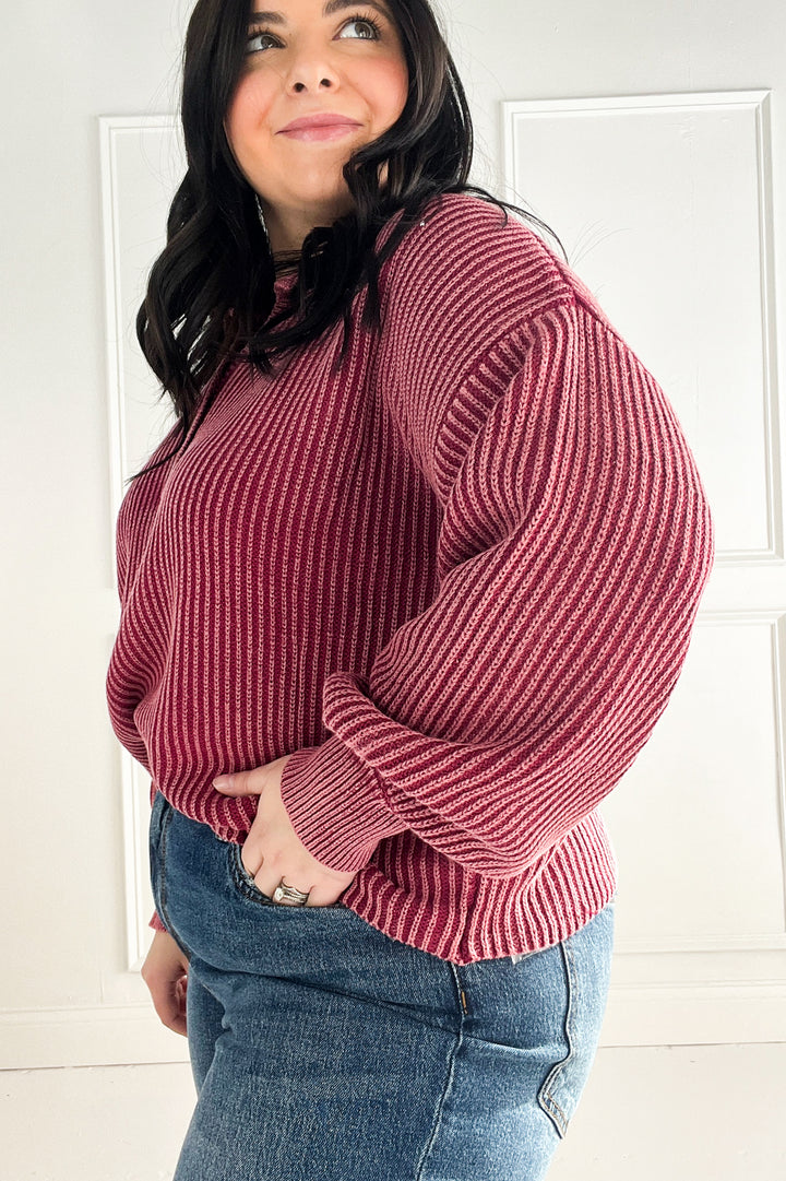 Washed Collared Henley Pullover Sweater