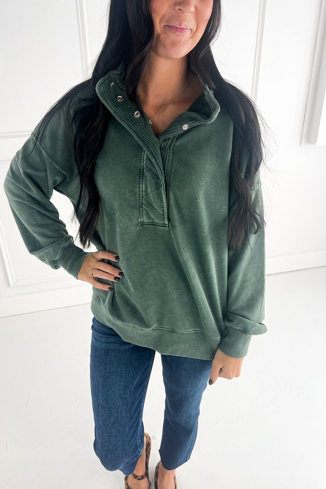 Mineral Washed Quarter Snap Pullover