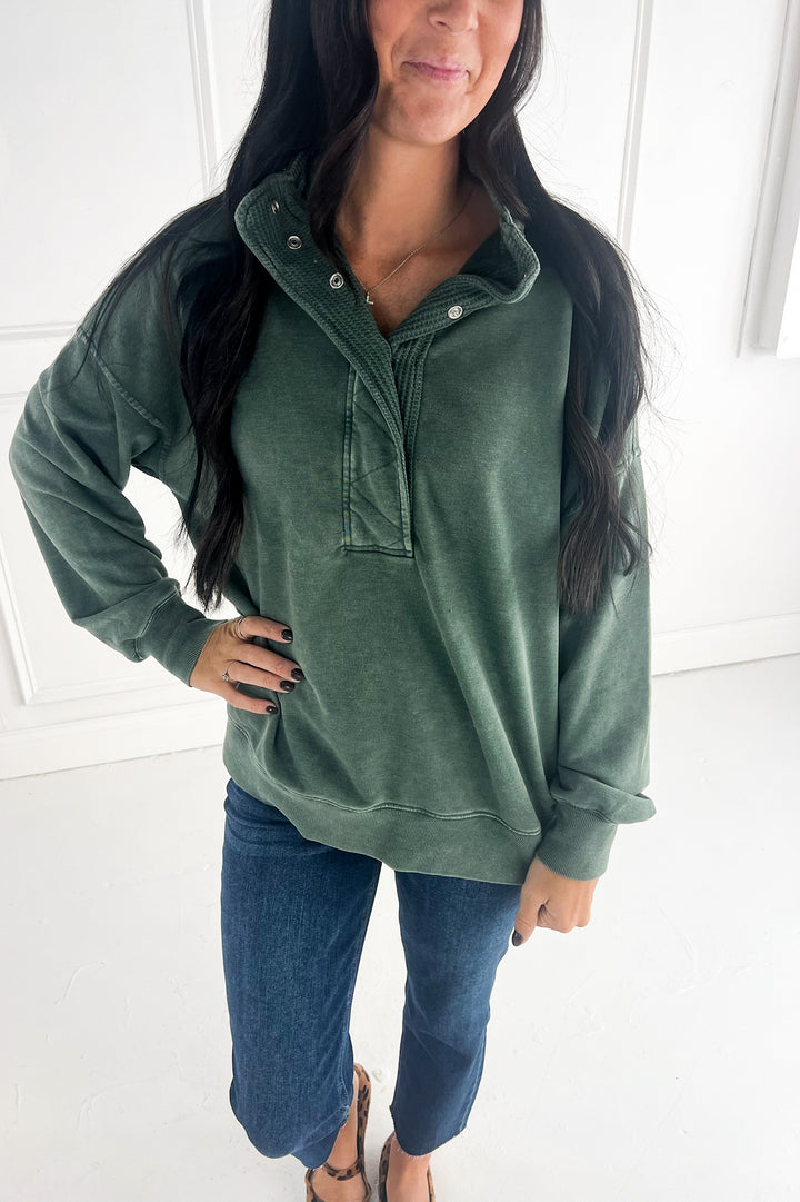 Mineral Washed Quarter Snap Pullover