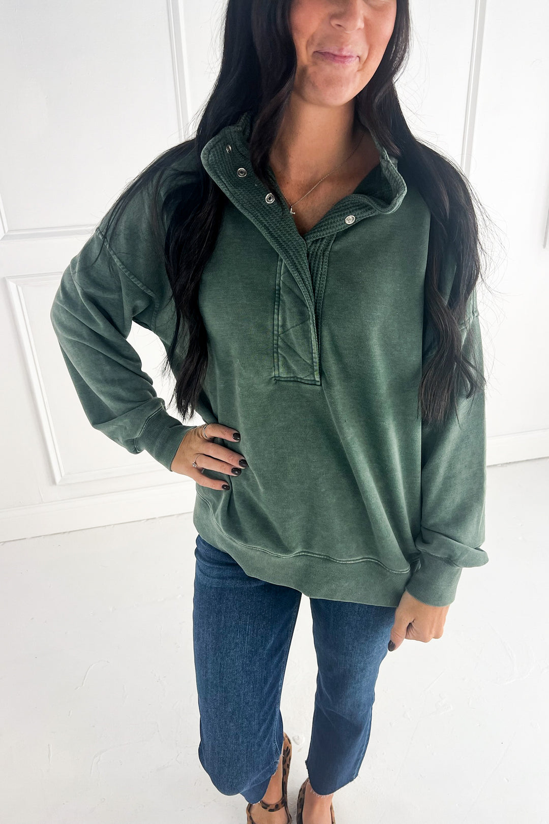 Mineral Washed Quarter Snap Pullover