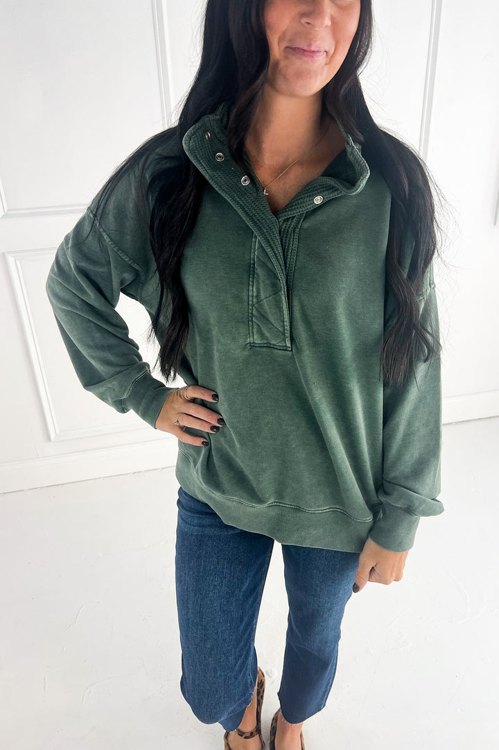 Mineral Washed Quarter Snap Pullover