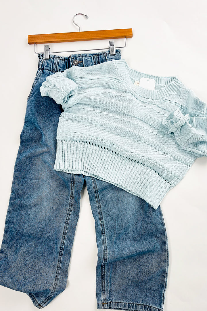 Girl's Cotton Textured Knit Sweater