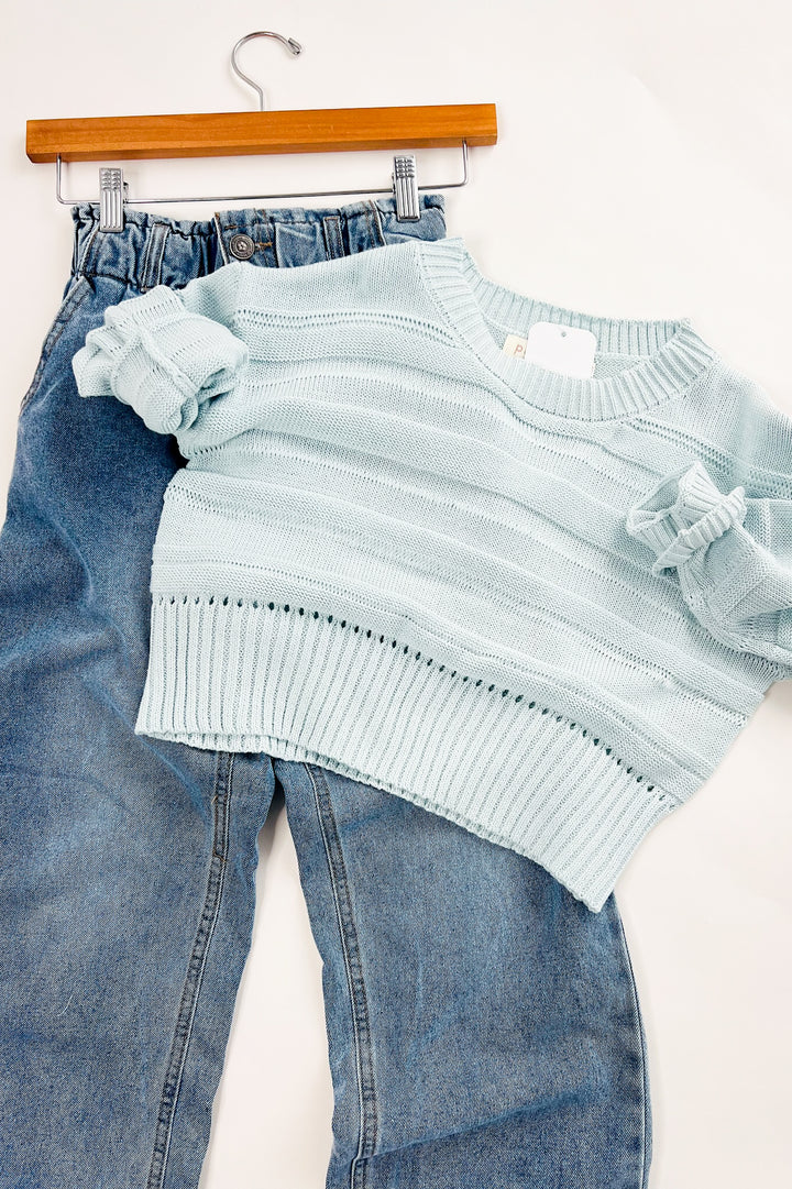 Girl's Cotton Textured Knit Sweater