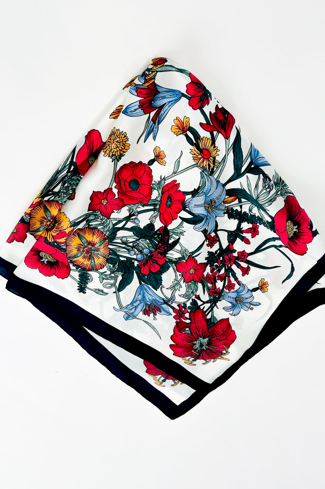 Off White Large Floral Print Scarf