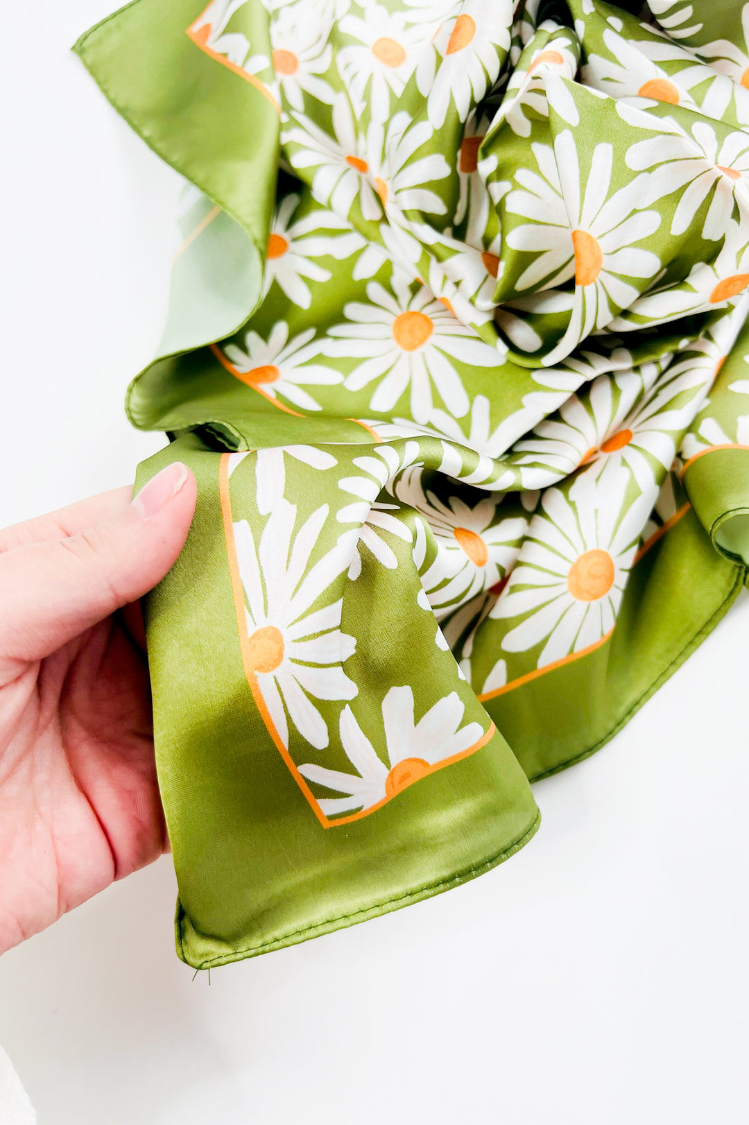 Green Floral Silk Scarf