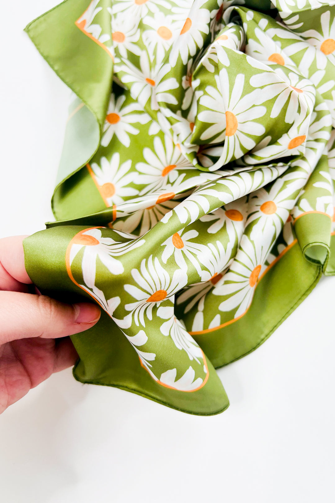 Green Floral Silk Scarf