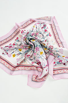 Pink Floral Silk Scarf